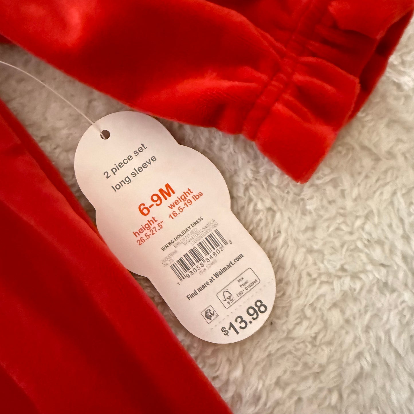 6-9m Red Soft Dress NWT