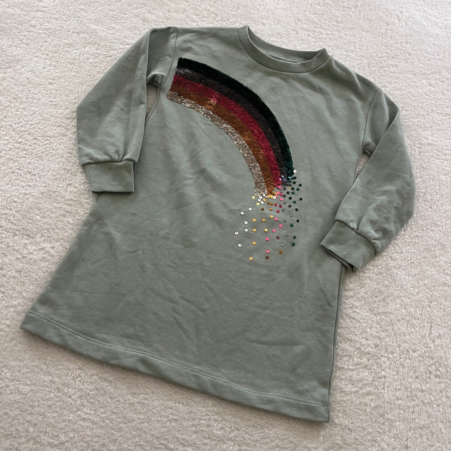 6y Rainbow Sweatshirt Dress