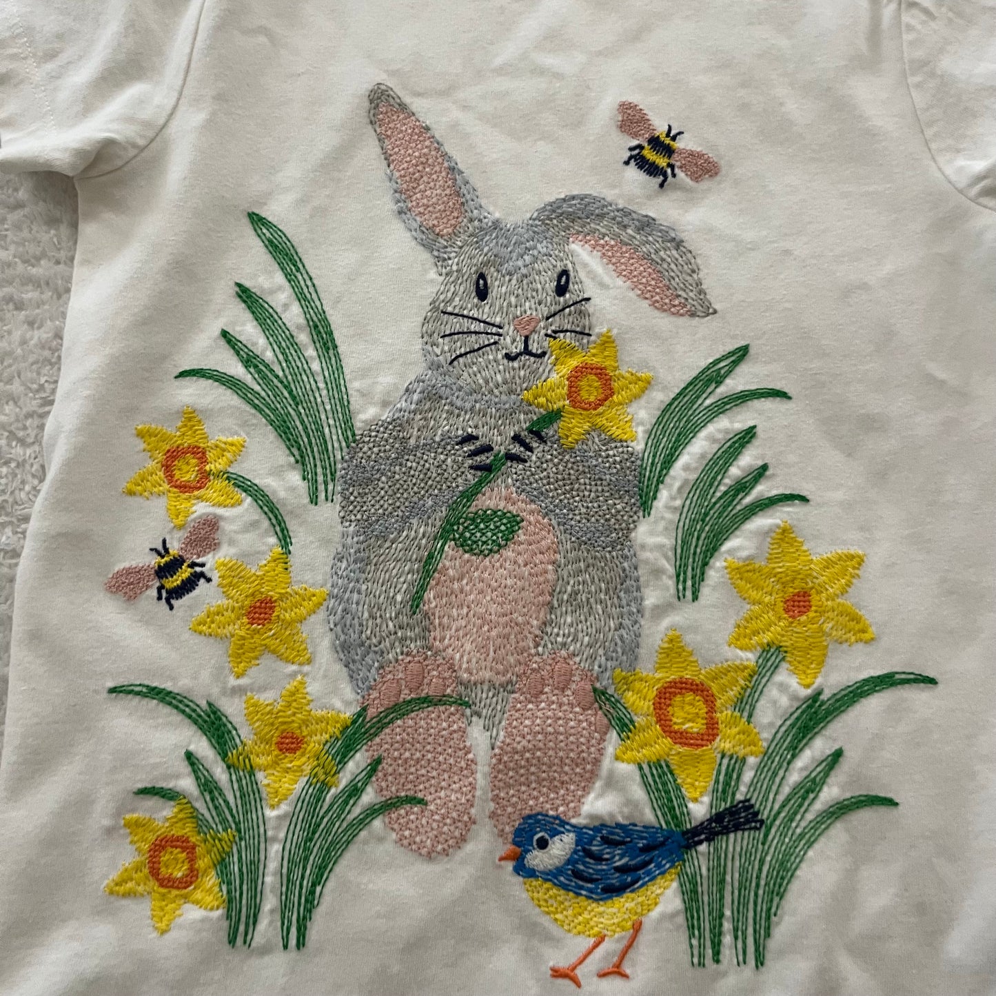 7/8 Embroidered Bunny Tee