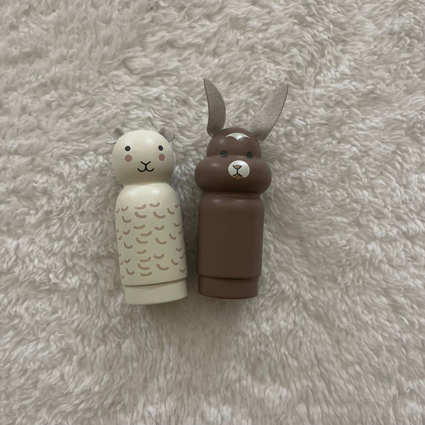 Wooden Peg Animals Bunny & Lamb