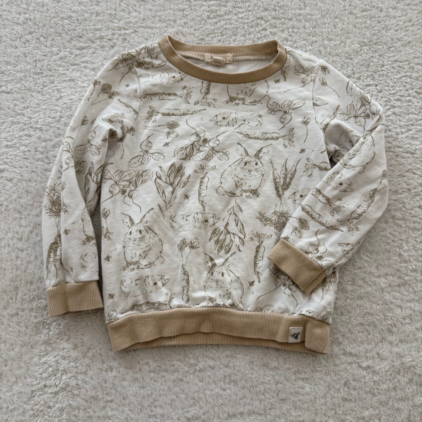 2t Preloved Neutral Garden Bunny Sweatshirt