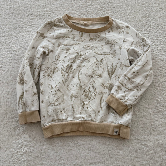 2t Preloved Neutral Garden Bunny Sweatshirt