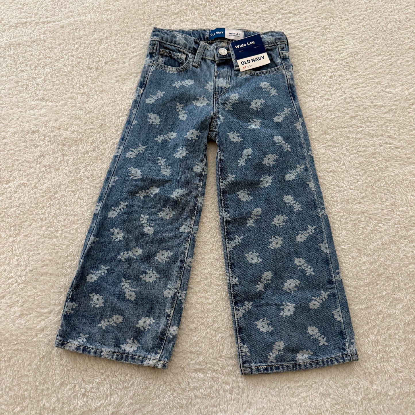 4t Floral Wide Leg Jeans NWT