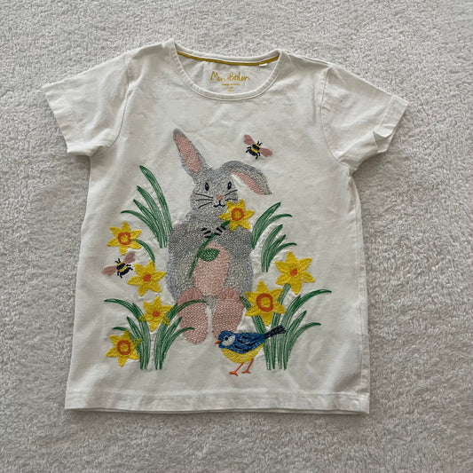 7/8 Embroidered Bunny Tee